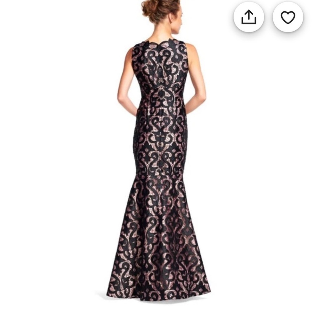 NWT Adrianna Papell Black Lace Over Nude Maxi Dress - Picture 2 of 3